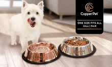 Load image into Gallery viewer, Copper Water Bowl and Stainless Steel Food Bowl